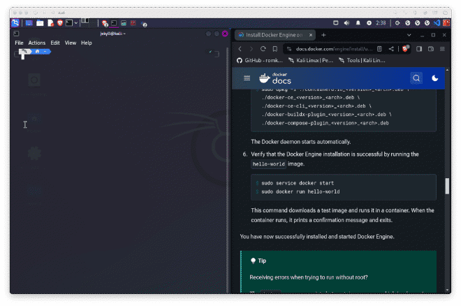 Screenshot of Kali lab showing terminal and browser window